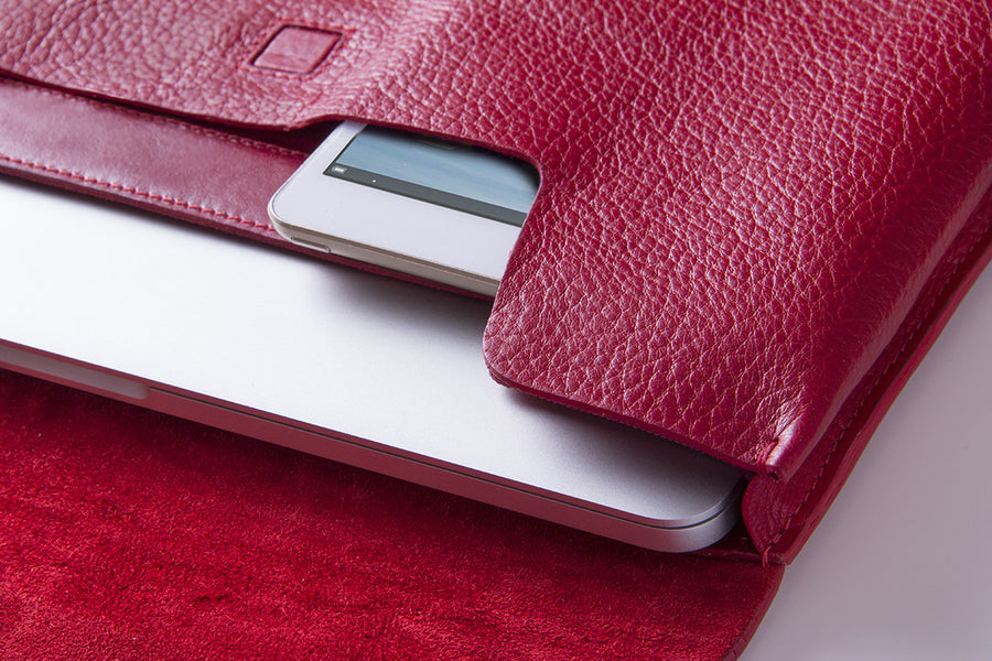 Crimson Red Premium Leather Cover for MacBook Retina 13