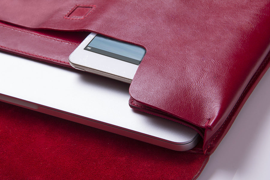Red Corco Premium Leather Cover for MacBook Retina 13