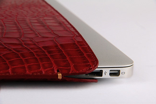 MacBook Air Red Croco Premium Leather Sleeve - VORYA