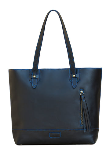 Large Black Leather Tote Bag, Laptop Tote, Woman Business Tote Bag