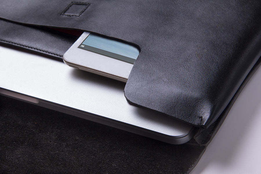 Nero Black Premium Leather Cover for MacBook Retina 13