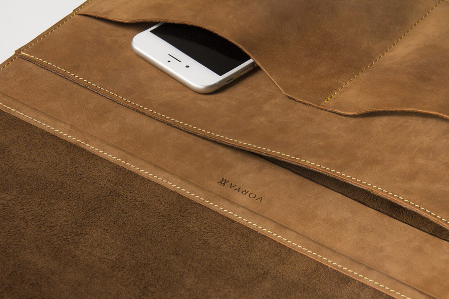 Camel Brown Premium Natural Leather Portfolio / Cover for MacBook Retina 13