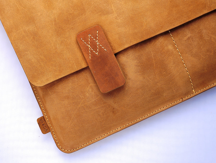 Camel Brown Premium Natural Leather Portfolio / Cover for MacBook Retina 13