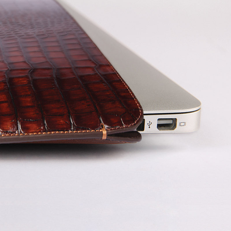 MacBook Air Hazelnut Croco Premium Leather Sleeve - VORYA
