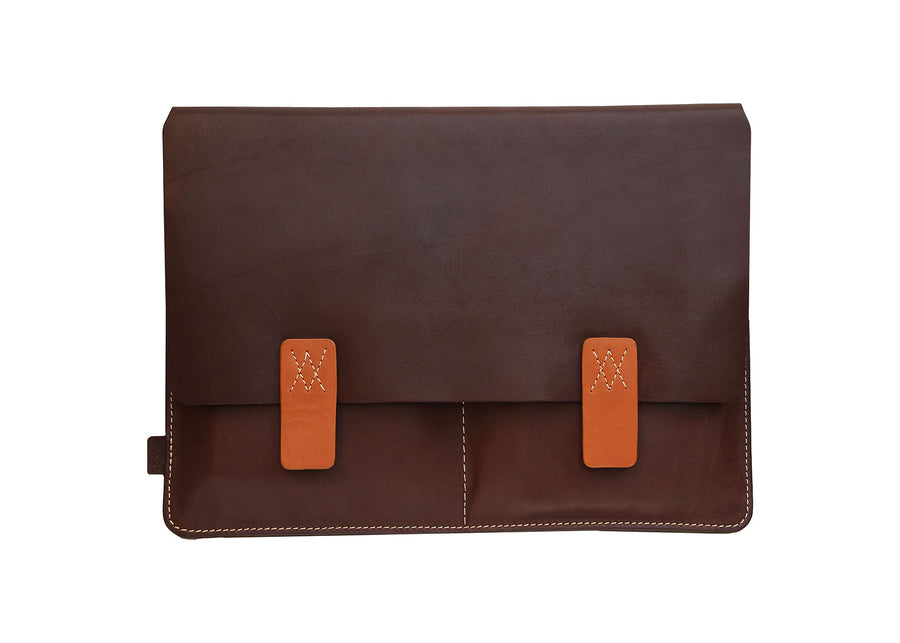 Dark Brown Premium Natural Leather Portfolio / Cover for MacBook Retina 13