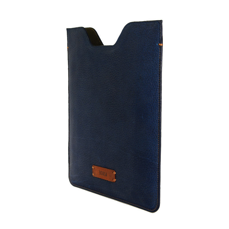 Premium Genuine Navy Blue Leather Sleeve Pouch for iPad - VORYA