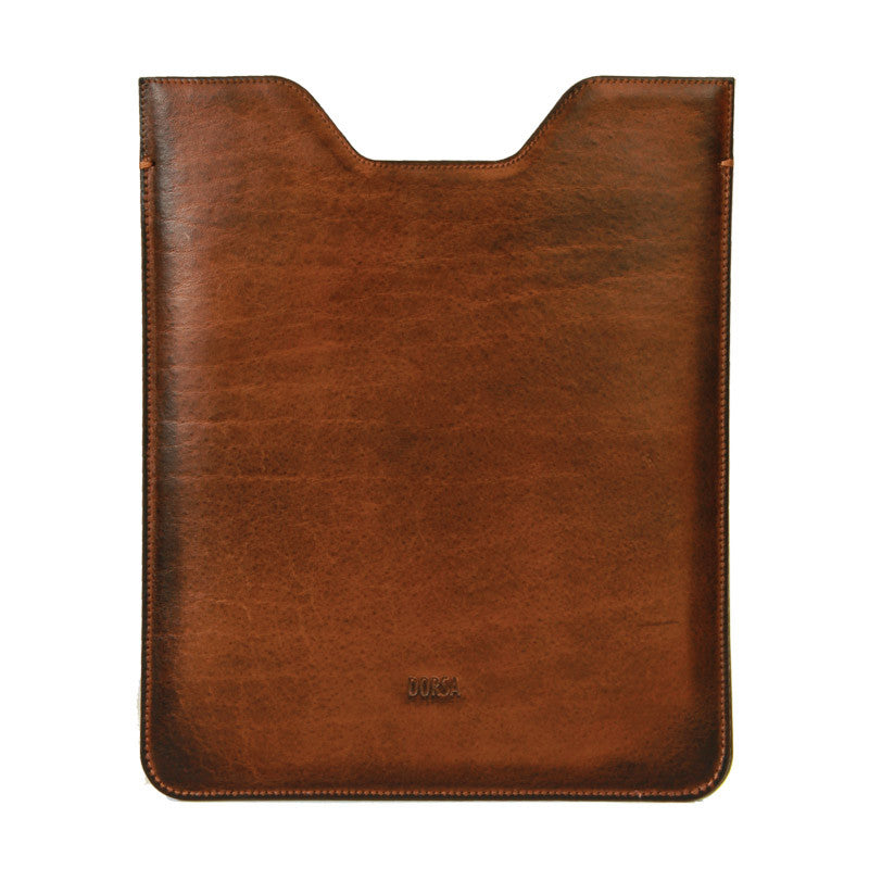 Premium Genuine Light Brown Cowboy Leather Sleeve Pouch for iPad - VORYA