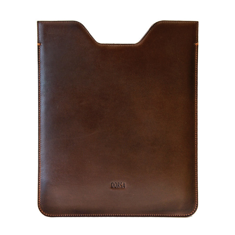 Premium Genuine Dark Brown Cowboy Leather Sleeve Pouch for iPad - VORYA