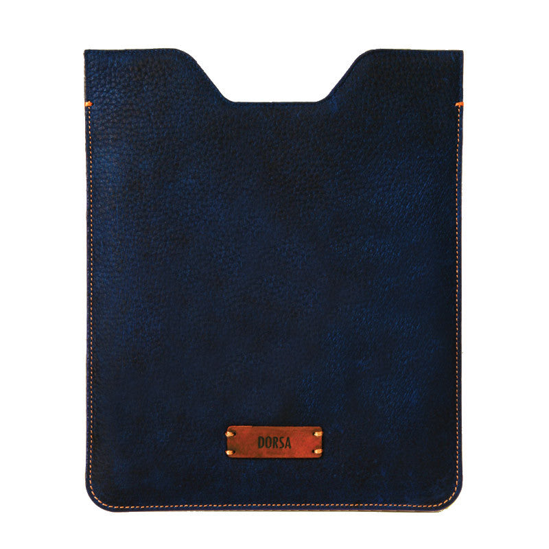 Premium Genuine Navy Blue Leather Sleeve Pouch for iPad - VORYA
