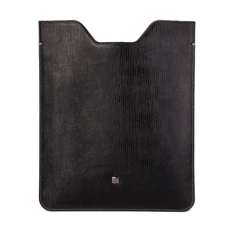 Premium Genuine Black Lizard Leather Sleeve Pouch for iPad - VORYA